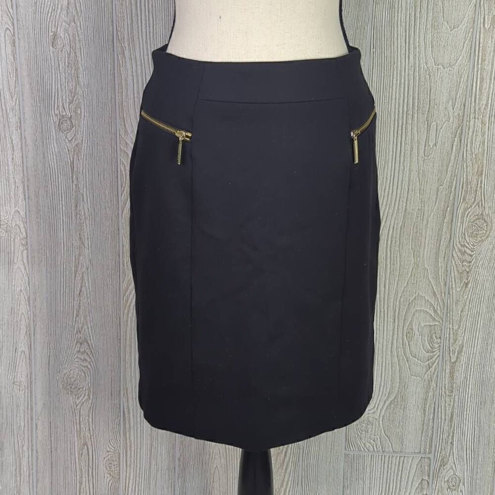 Michael Michael Kors Womens Size 6 Pencil Skirt Black Back Zipper Faux Pockets S